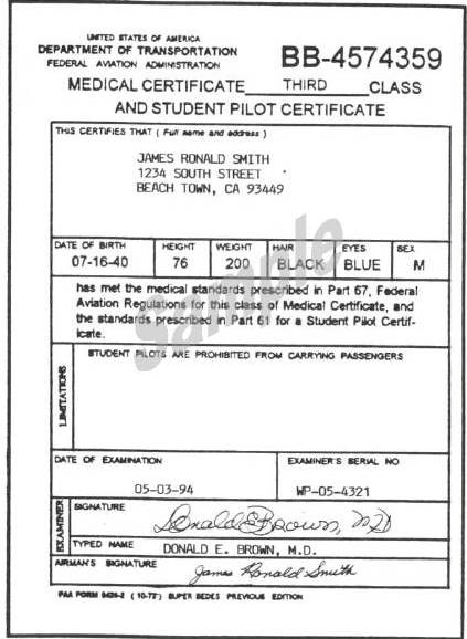 Faa Medical Certificate Duration Chart